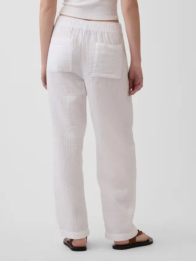 Cotton Gauze Easy Barrel Pants