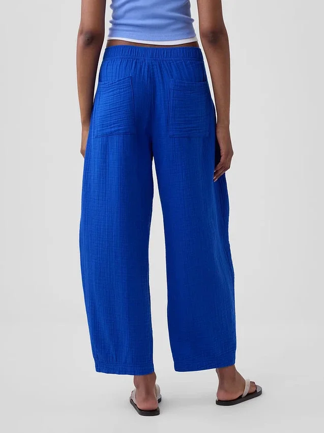 Cotton Gauze Easy Barrel Pants