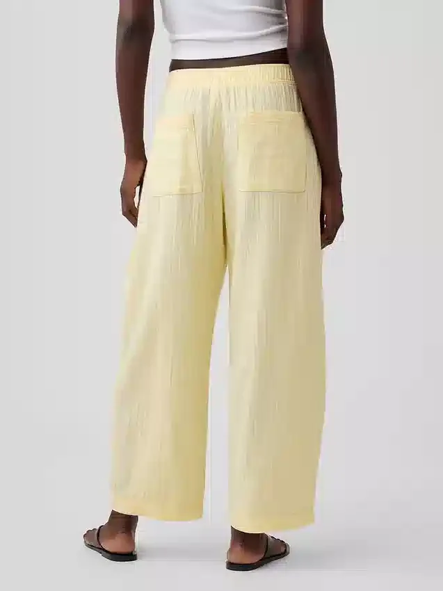 Cotton Gauze Easy Barrel Pants