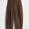 Cotton Gauze Easy Barrel Pants