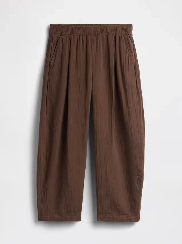 Cotton Gauze Easy Barrel Pants