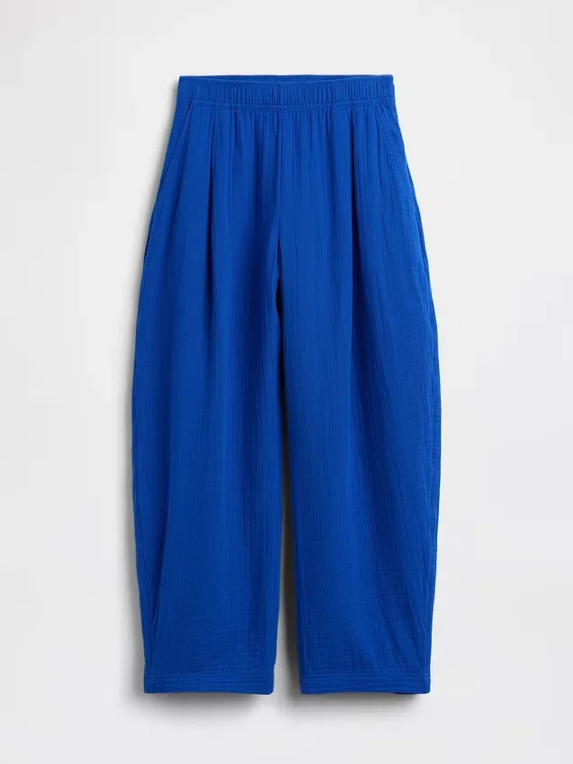 Cotton Gauze Easy Barrel Pants