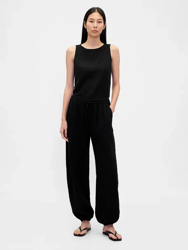 Cotton Gauze Easy Joggers