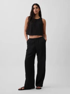 Cotton Gauze Easy Split-Hem Pants