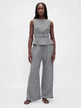 Cotton Gauze Easy Split-Hem Pants