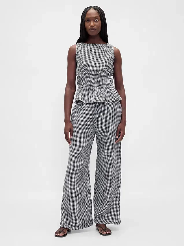 Cotton Gauze Easy Split-Hem Pants