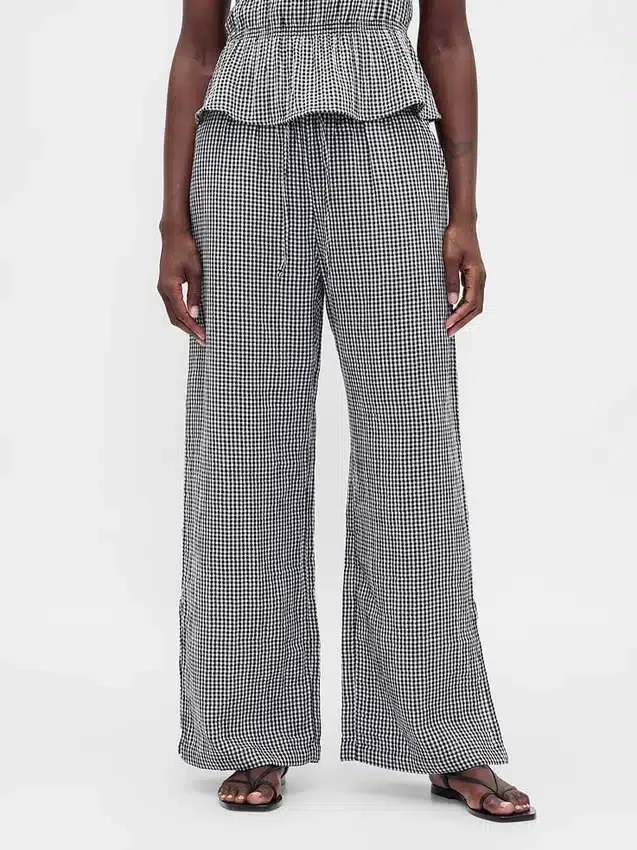 Cotton Gauze Easy Split-Hem Pants