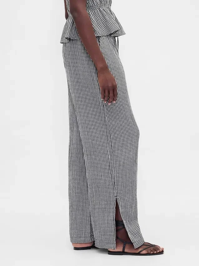 Cotton Gauze Easy Split-Hem Pants