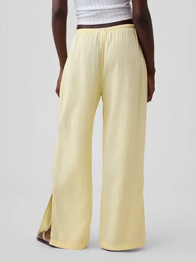 Cotton Gauze Easy Split-Hem Pants