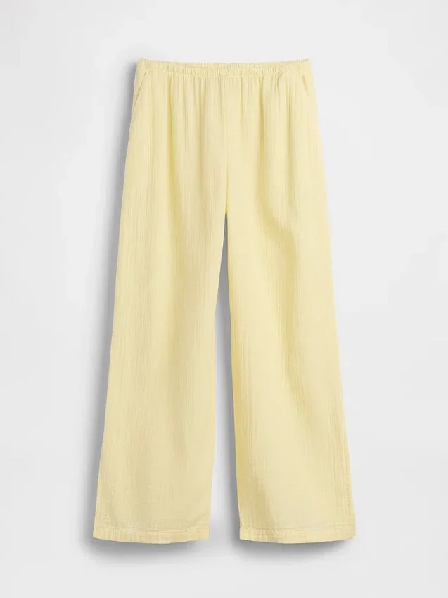 Cotton Gauze Easy Split-Hem Pants