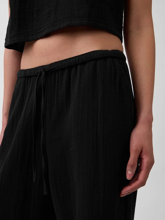 Cotton Gauze Easy Split-Hem Pants