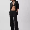 Cotton Gauze Easy Split-Hem Pants