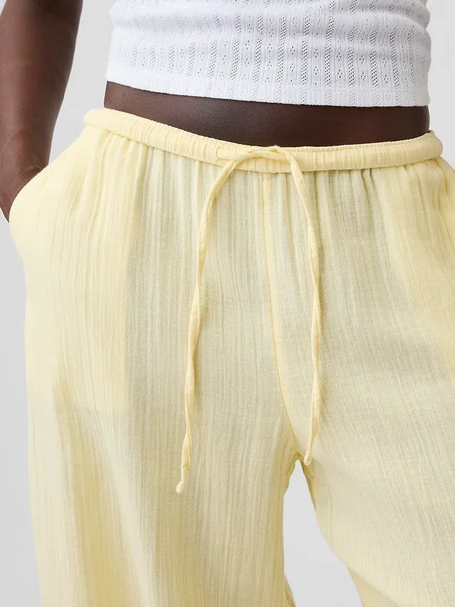 Cotton Gauze Easy Split-Hem Pants