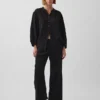 Cotton Gauze Oversized Collarless Shirt