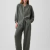 Cotton Gauze Oversized Collarless Shirt