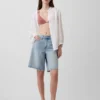 Cotton Gauze Oversized Collarless Shirt
