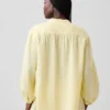 Cotton Gauze Oversized Collarless Shirt