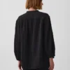 Cotton Gauze Oversized Collarless Shirt