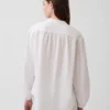 Cotton Gauze Oversized Collarless Shirt