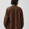 Cotton Gauze Oversized Collarless Shirt