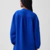 Cotton Gauze Oversized Collarless Shirt