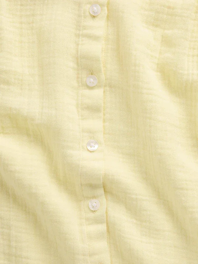 Cotton Gauze Oversized Collarless Shirt
