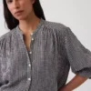 Cotton Gauze Oversized Collarless Shirt
