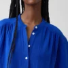 Cotton Gauze Oversized Collarless Shirt