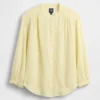 Cotton Gauze Oversized Collarless Shirt
