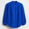 Cotton Gauze Oversized Collarless Shirt