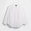 Cotton Gauze Oversized Collarless Shirt