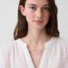 Cotton Gauze Oversized Split-Neck Top