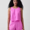 Cotton Gauze Racer Shell Tank Top