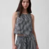 Cotton Gauze Racer Shell Tank Top