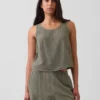 Cotton Gauze Racer Shell Tank Top