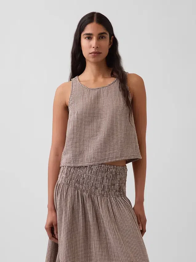 Cotton Gauze Racer Shell Tank Top