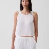 Cotton Gauze Racer Shell Tank Top