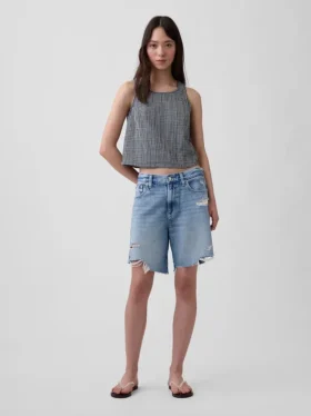 Cotton Gauze Racer Shell Tank Top