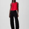 Cotton Gauze Racer Shell Tank Top