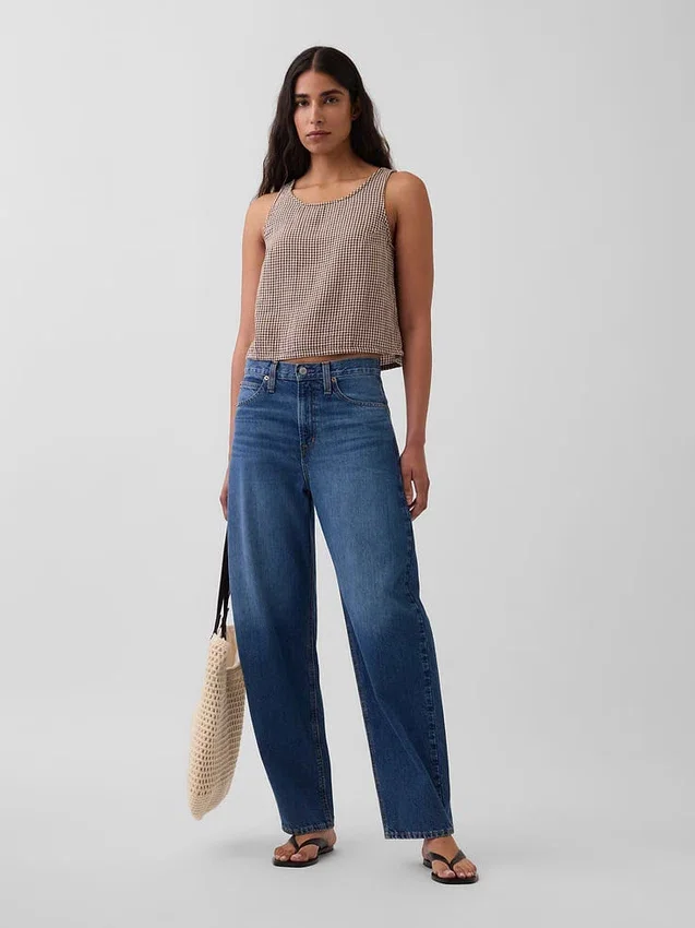 Cotton Gauze Racer Shell Tank Top