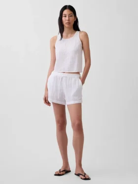 Cotton Gauze Racer Shell Tank Top