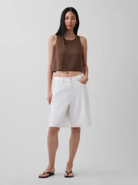 Cotton Gauze Racer Shell Tank Top