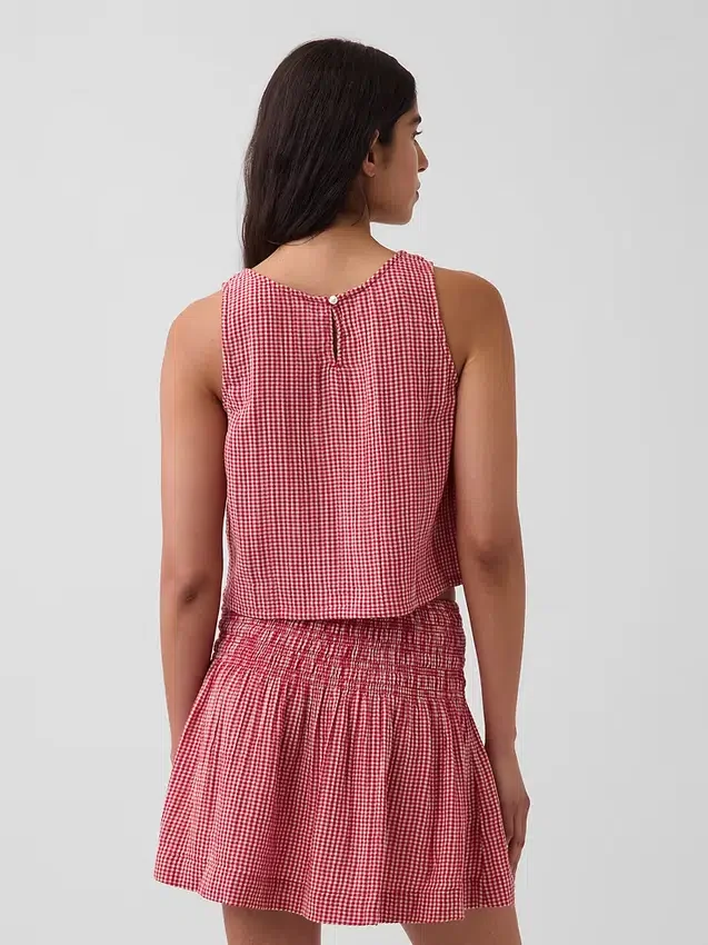 Cotton Gauze Racer Shell Tank Top
