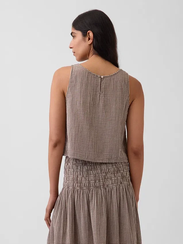 Cotton Gauze Racer Shell Tank Top