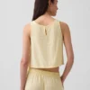 Cotton Gauze Racer Shell Tank Top