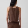 Cotton Gauze Racer Shell Tank Top