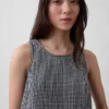Cotton Gauze Racer Shell Tank Top