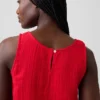 Cotton Gauze Racer Shell Tank Top