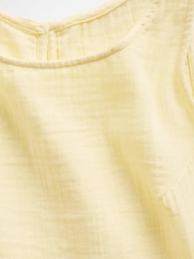 Cotton Gauze Racer Shell Tank Top