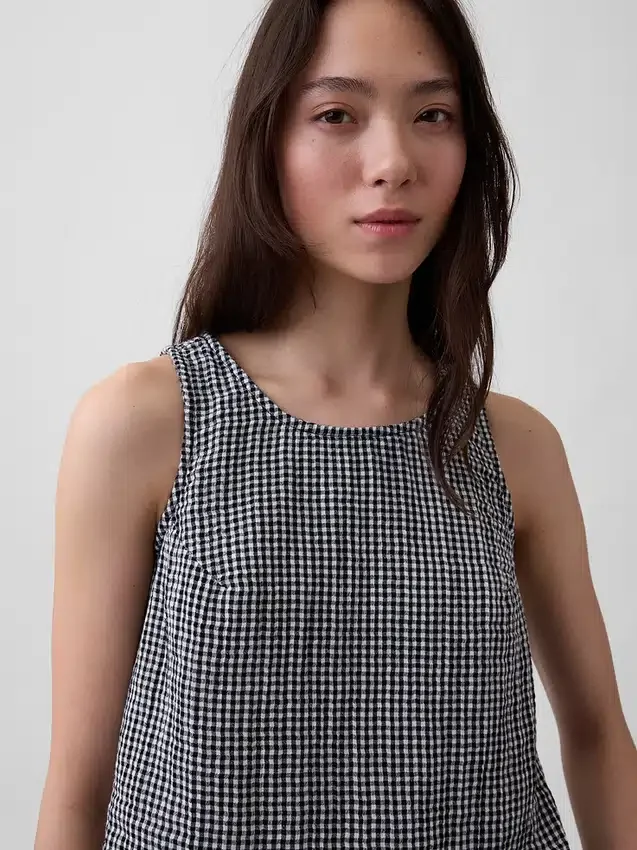 Cotton Gauze Racer Shell Tank Top